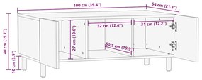 Τραπεζάκι Σαλονιού Μαύρο 100x54x40 εκ. Μασίφ Ξύλο Μάνγκο Τραχύς 4018640