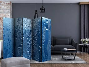 Διαχωριστικό με 5 τμήματα - Water drops on blue glass II [Room Dividers]