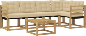 vidaXL Σειρά Καναπέ Εξωτερικού με μαξιλάρι 6 pcs Λευκό και Μπεζ