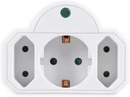 POWERTECH αντάπτορας ρεύματος PT-816, 1x schuko, 2x euro, 16A, λευκός