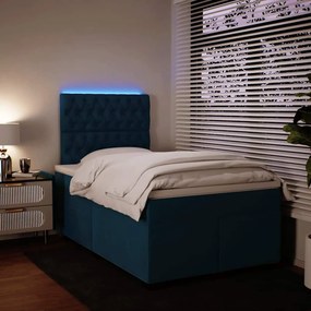 vidaXL Κρεβάτι Boxspring με Στρώμα Μπλε 120x200 εκ. Βελούδινο