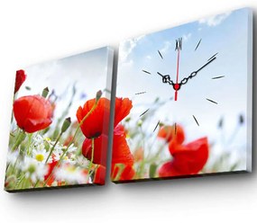 Πίνακας Καμβάς Με Ρολόι (Σετ 2Τμχ) 228CLA2615 28x28cm Multi Wallity Τετράγωνοι Wood, Canvas