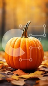 Σετ των 2 Intra Συλλεκτικό Ξύλινο Παζλ Plywood 4mm - Κολοκύθα σε πεσμένα φύλλα σε ένα δάσος Σε Ξύλινο Κουτί - Διαστάσεις: 10x10 cm – 25 κομμάτια