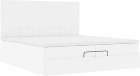 vidaXL Οθωμανικό κρεβάτι με στρώματα Λευκό 200x200cm Faux Leather