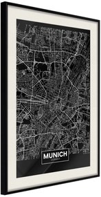 Αφίσα - City Map: Munich (Dark) - 20x30 - Μαύρο - Με πασπαρτού