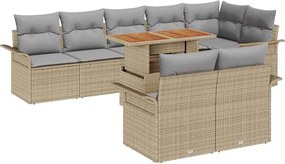 vidaXL Σετ Καναπέ Κήπου με αποθήκευση 9 pcs Μπεζ Πολυ ράταν
