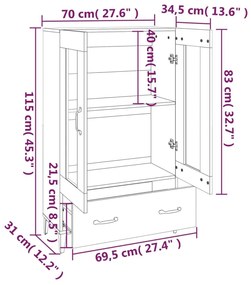 Ντουλάπα Γκρι Sonoma 70 x 31 x 115 εκ. από Επεξεργασμένο Ξύλο - Γκρι