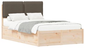 vidaXL Σκελετός Κρεβατιού με Επενδεδυμένο Κεφαλάρι Taupe 120 x 200 cm