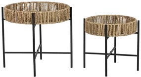 Σετ με 2 τραπέζια Home ESPRIT Μαύρο Φυσικό Μέταλλο 49 x 49 x 44 cm