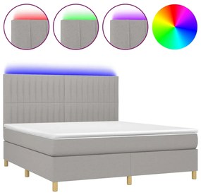 vidaXL Κρεβάτι Boxspring με Στρώμα & LED Αν.Γκρι 160x200εκ. Υφασμάτινο