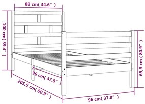 ΠΛΑΙΣΙΟ ΚΡΕΒΑΤΙΟΥ 90 X 200 ΕΚ. ΑΠΟ ΜΑΣΙΦ ΞΥΛΟ ΠΕΥΚΟΥ 3101268