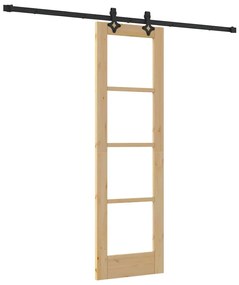 vidaXL Συρόμενη Πόρτα Καφέ 61 x 198.5 εκ. Ξύλο και μέταλλο