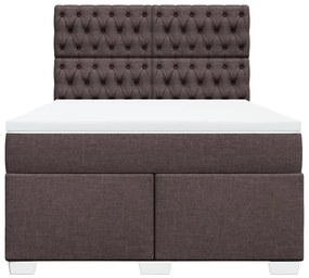 vidaXL Κρεβάτι Boxspring με Στρώμα Σκούρο Καφέ 160x200 εκ Υφασμάτινο