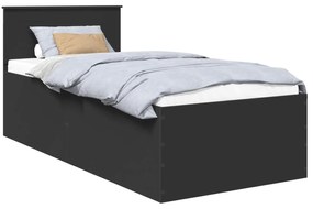 vidaXL Σκελετός Κρεβατιού Μαύρο 90 x 190 cm Επεξεργασμένο ξύλο