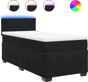 vidaXL Κρεβάτι Boxspring με Στρώμα Μαύρο 90x190 εκ. Βελούδινο