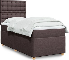 vidaXL Κρεβάτι Boxspring με Στρώμα Σκούρο Καφέ 90x190 εκ. Υφασμάτινο