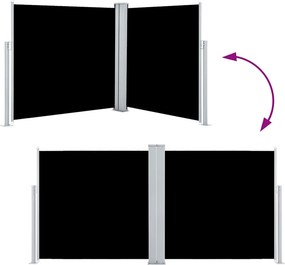 vidaXL Σκίαστρο Πλαϊνό Συρόμενο Μαύρο 120 x 600 εκ.