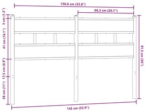 Κεφαλάρι Καφέ Δρυς 135 εκ. Ατσάλι/Επεξεργασμένο Ξύλο - Καφέ