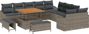 vidaXL Σετ Καναπέ Κήπου με μαξιλάρι 13 pcs Γκρι Πολυ ράταν