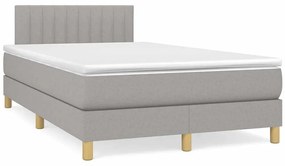 vidaXL Κρεβάτι Boxspring με Στρώμα & LED Αν.Γκρι 120x190εκ. Υφασμάτινο