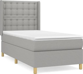 vidaXL Κρεβάτι Boxspring με Στρώμα Ανοιχτό Γκρι 100x200 εκ. Υφασμάτινο