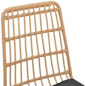 Καρέκλα Naoki rattan σε φυσική απόχρωση με μαύρο μαξιλάρι και μεταλλικό μαύρο πόδι 45x60x83εκ 45x60x83 εκ.