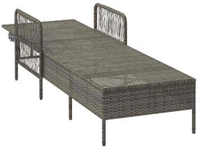 vidaXL Ξαπλώστρα με μαξιλάρι Γκρι 157 x 55 x 92 εκ. συνθετικό ρατάν