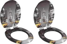 vidaXL Καλύμματα Λεκάνης Soft Close 2 τεμ. Σχέδιο Νέα Υόρκη από MDF