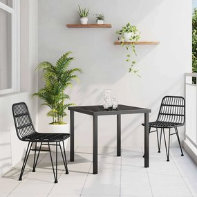 vidaXL Σετ Τραπεζαρίας Κήπου  3 Τεμαχίων, Μαύρο, Πολυ Ρατάν