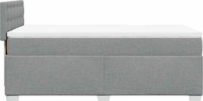vidaXL Κρεβάτι Boxspring με Στρώμα Ανοιχτό Γκρι 90x200 εκ. Υφασμάτινο