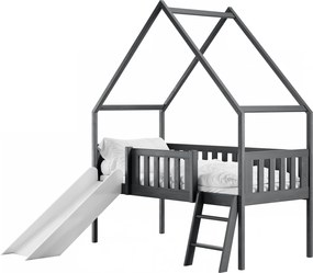 Παιδικό κρεβάτι ANG τσουλήθρα 80x180 σε χρώμα γραφίτη LN4038