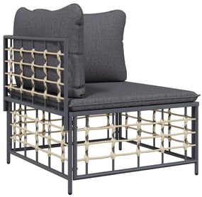 vidaXL Σαλόνι Κήπου Σετ 5 Τεμαχίων Ανθρακί Συνθετικό Ρατάν &amp; Μαξιλάρια