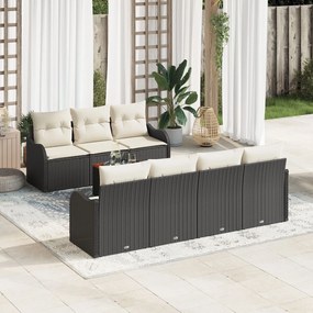 vidaXL Σετ 8 Τεμαχίων Καναπέ Κήπου με Μαξιλάρια Μαύρο Πολυ Ράταν Ακακία, vidaXL 2-θέσιος Καναπές Κήπου με Μαξιλάρια Μαύρο Πολυ Ράταν