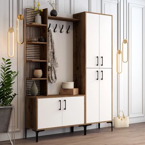 Έπιπλο Εισόδου Καρυδιά / Λευκό VIYANA 150x35x200