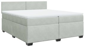 vidaXL Κρεβάτι Boxspring με Στρώμα Ανοιχτό Γκρι 200x200 εκ. Βελούδινο