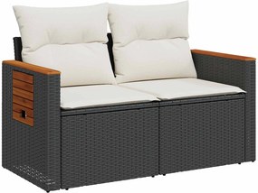 vidaXL Σετ Καναπέ 8 τμχ. Μαύρο και Κρεμ Λευκό 55 x 55 x 37 εκ