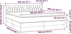 vidaXL Κρεβάτι Boxspring με Στρώμα Μαύρο 180x200 εκ. Υφασμάτινο