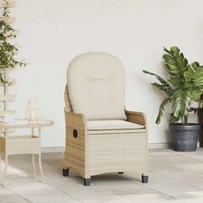 vidaXL Ανακλινόμενη πολυθρόνα Μπεζ 56 x 66 x 95 εκ συνθετικό ρατάν