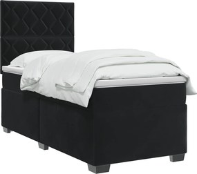 vidaXL Κρεβάτι box spring με στρώμα Μαύρο 80 x 200 cm Βελούδο