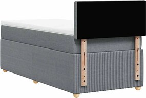 vidaXL Κρεβάτι Boxspring με Στρώμα Ανοιχτό Γκρι 90x190 εκ. Υφασμάτινο