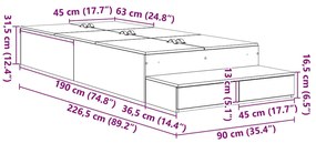 vidaXL Κρεβάτι με αποθηκευτικό χώρο Λευκό 226.5 x 90 x 31.5 εκ.