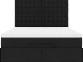 vidaXL Οθωμανικό κρεβάτι με στρώμα Μαύρο 140x190cm Ύφασμα