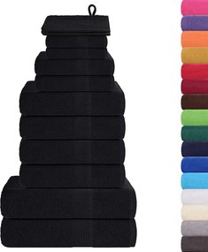 vidaXL Σετ Πετσετών 12 Τεμαχίων FROGN Μαύρο 360 γρ./μ²