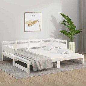 vidaXL Καναπές Κρεβάτι Συρόμενος Λευκός 2x(90x190) εκ. από Μασίφ Πεύκο