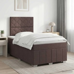 vidaXL Κρεβάτι box spring με στρώμα Σκούρο Καφέ 120 x 190 cm Ύφασμα