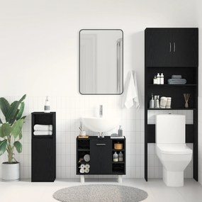 vidaXL Ντουλάπι Μπάνιου Μαύρη Οξυά 60 x 32 x 54 εκ Επεξεργασμένο ξύλο