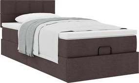 vidaXL Οθωμανικό κρεβάτι με στρώμα σκούρο καφέ 90x200cm ύφασμα