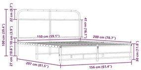 Πλαίσιο Κρεβατιού Χωρ. Στρώμα Sonoma Δρυς 150x200εκ. Επ. Ξύλο - Καφέ