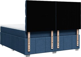 vidaXL Κρεβάτι Boxspring με Στρώμα Μπλε 180x200 εκ. Υφασμάτινο