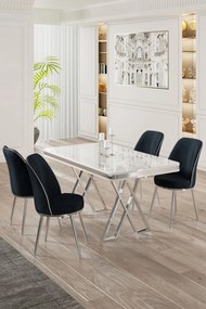 Dining Table &amp; Chairs Set (5 Pieces) Vals - White, Chrome, Anthracite White
Chrome
Anthracite